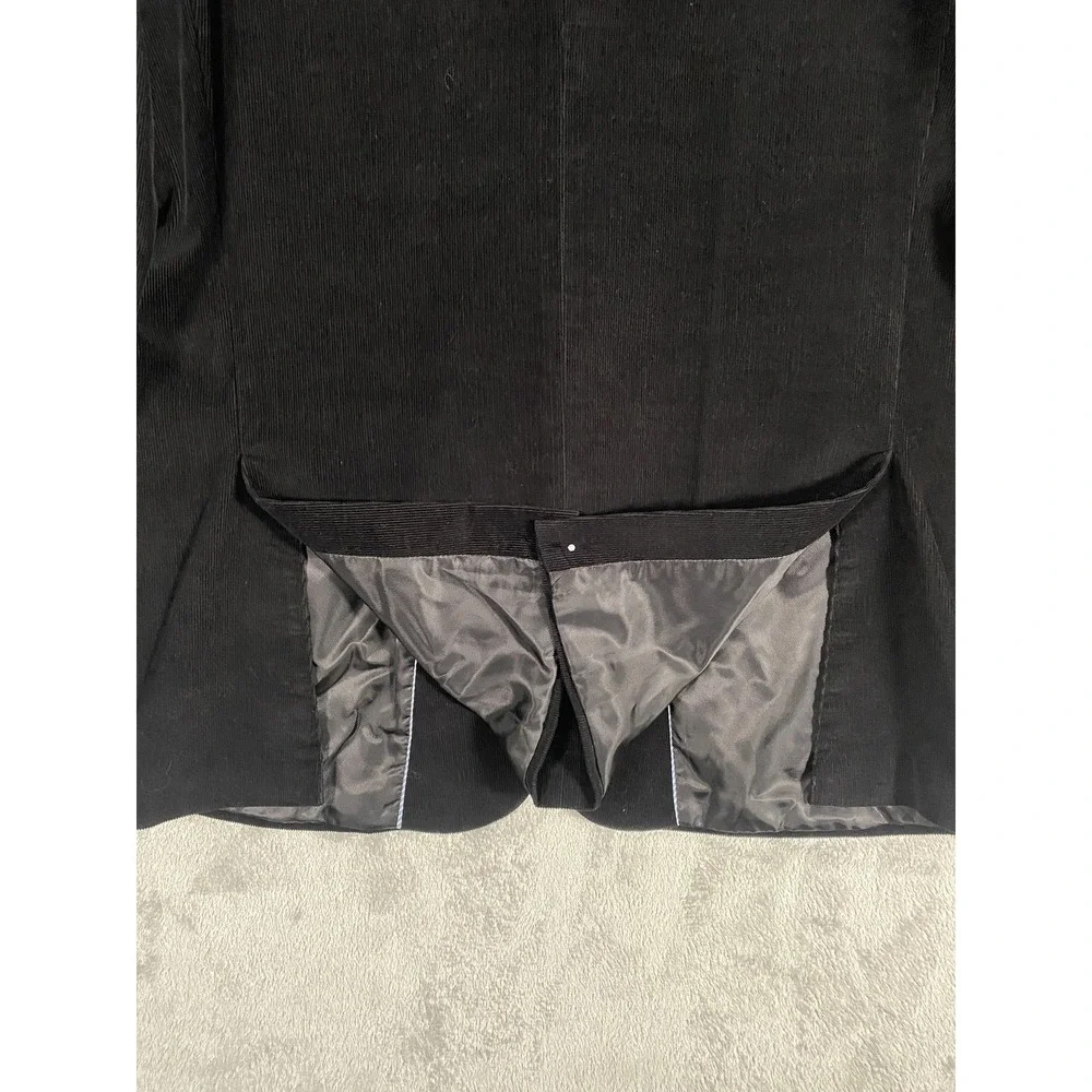 Stafford Blazer Mens‎ 46 L Black Corduroy Classic Fit Sport Coat Elbow Patch